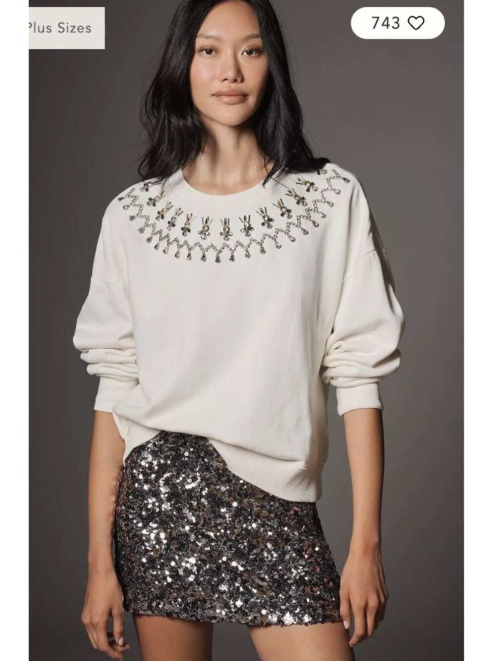 Mauve embellished long sleeve sweatshirt